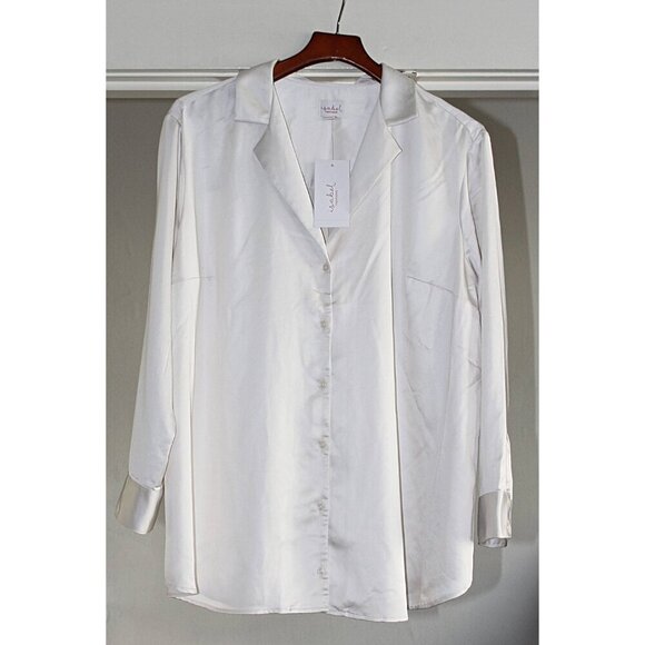 New w/Tags - Isabel Maternity White Satin Shirt, XXL - Picture 4 of 10